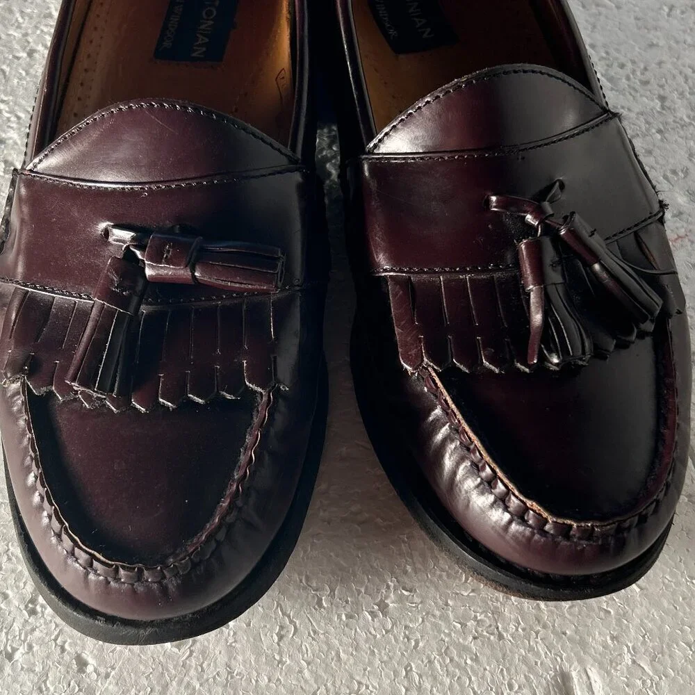 Bostonian SZ 8.5 Brown Leather Kilt & Tassel Flex Loafer Dress Luxury Office